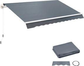 Outsunny Napernyő Anyag Bádoggal Vízlepergető Csereanyag 4 x 3 m Napernyőkhöz | Napernyő Anyag | Napvédelem Kerthez, Erkélyhez, Udvarhoz | Szürke | Ao