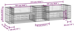 tömör duglászfenyő kerti pad gabion kosárral