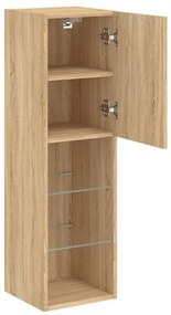 sonoma tölgy színű TV-szekrény LED-lámpákkal 30,5 x 30 x 102 cm