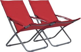 vidaXL 2 db összecsukható piros szövet strandszék