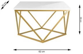Kávéasztal CURVED 62x62 cm sárgaréz/fehér
