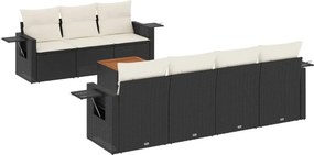 vidaXL 8 részes fekete polyrattan kerti ülőgarnitúra párnákkal