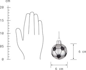 HANG ON üveg karácsonyfadísz, focilabda Ø6cm