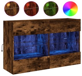 füstös tölgy színű fali TV-szekrény LED-ekkel 98,5x30x60,5 cm