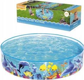 Bestway gyerek feszített víztükrű medence 183x38 cm kerti Pvc tengeri grafika