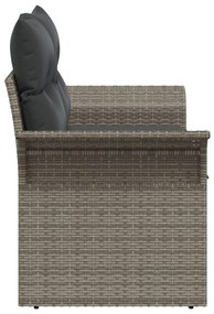 2-Fős Kerti Kanapé Tárolóval és Párnákkal Szürke Poly Rattan