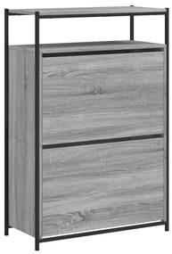 szürke sonoma színű szerelt fa cipősszekrény 75x34x112 cm