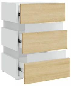 fehér szerelt fa LED-es éjjeliszekrény 45 x 35 x 67 cm