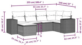 6 részes bézs polyrattan kerti ülőgarnitúra párnával