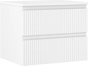 Mexen Rivel 60 cm-es fürdőszobai mosdószekrény munkalappal, 2 fiók, barázdált, matt fehér - 91A20-06047-2-BFFC01