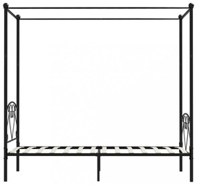fekete fém baldachinos ágykeret 90 x 200 cm
