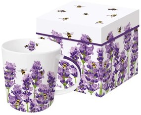 Porcelánbögre dobozban, levendulás, méhecskés, 350ml - Bees & Lavender