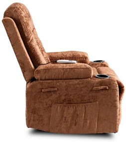 Elektromosan Vezérelhető Masszázsfunkciós Relaxfotel Barna Szövet Kárpittal. BOX 2