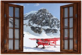 Poszterek 120x80 Piros repülőgép a hegyekben