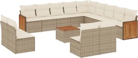 vidaXL 14 részes bézs polyrattan kerti ülőgarnitúra párnával