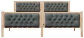 Ágykeret fejtámlával Sötétszürke 180 x 200 cm Tömör fenyőfa