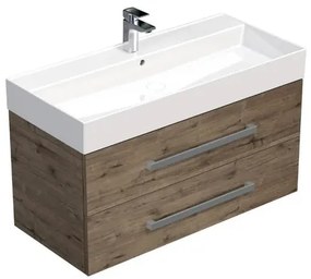 SAT Cube Way Fürdőszobaszekrény mosdóval 100x53x46 cm Wellington tölgy matt CUBE461002DWSAT