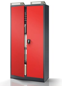 Fém iratszekrény JAN H, 900 x 1950 x 400 mm, antracit-piros