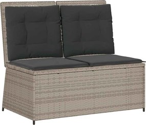 vidaXL világosszürke polyrattan dönthető kerti pad párnával