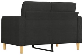 kétszemélyes fekete szövetkanapé 120 cm