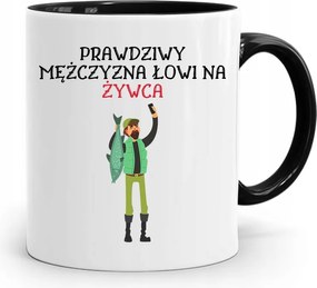 Fekete Bögre Horgászoknak Élő Horgászoknak Ajándék fényképes nyomattal
