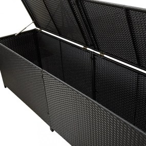 fekete polyrattan kerti tárolóláda 200 x 50 x 60 cm