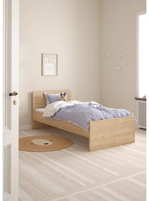 Natúr színű egyszemélyes ágy tölgyfa dekorral 90x190 cm Naia – Tvilum