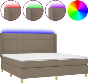 vidaXL tópszínű szövet rugós és LED-es ágy matraccal 200 x 200 cm