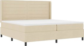 vidaXL LED Box Spring Ágy matracmal Krém 200 x 200 cm szövet