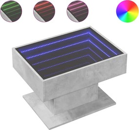 vidaXL betonszürke szerelt fa dohányzóasztal LED-del 70 x 50 x 45 cm