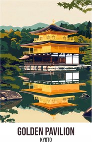 Poszter 40x60cm Golden Pavilion, Kiotó