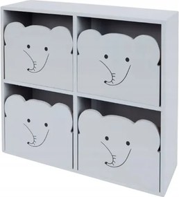Mini Gyerek Komód Asztali Gombos Dekoráció Szürke Elefánt 27cm