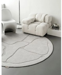 Világosszürke gyapjú kerek szőnyeg ø 133 cm Morphic Organica – Agnella