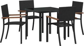 vidaXL Kert étkező szett 5 pcs Fekete Porszórt acél