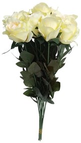 Rózsacsokor krém színű, zöld szegéllyel, 12 db,magasság 65 cm