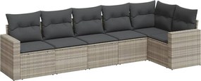 vidaXL 6 részes világosszürke polyrattan kerti ülőgarnitúra párnákkal