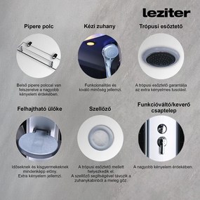 Vital Black hidromasszázs zuhanykabin 90x90 cm-es méretben