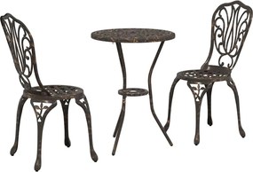 vidaXL Kert Bistro Készlet 3 pcs Bronz Alumínium
