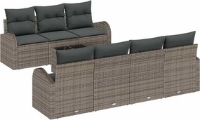 vidaXL Kerti Kanapé Szett Szürke 55 x 55 x 37 cm polirattan