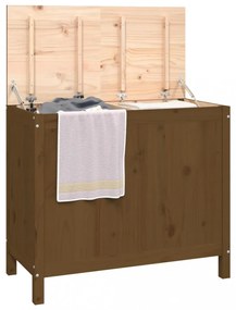 mézbarna tömör fenyőfa szennyestartó láda 88,5 x 44 x 76 cm
