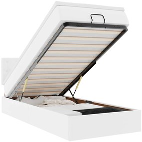 fehér műbőr ottomán ágy matraccal 90x200cm