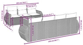 8 részes bézs polyrattan kerti ülőgarnitúra párnával