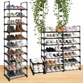 Cipőrendező 20 Pár Könyvespolc 10 Szint Fekete Keskeny Előszobába 50KG