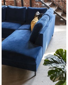 Sötétkék bársony kinyitható sarokkanapé (jobb oldali) Lofty Lilly – Miuform