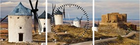 Kép - Consuegra szélmalmai, Spanyolország (órával) (90x30 cm)
