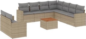 vidaXL 10 részes bézs polyrattan kerti ülőgarnitúra párnával