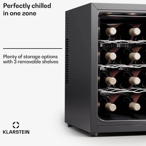 Klarstein Silent Vino 12 Uno, borhűtő, 31 l / 12 palack, 5-18 °C, érintős