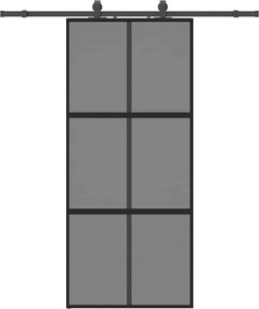 vidaXL fekete edzett üveg tolóajtó fémszerelék szettel 90x205 cm