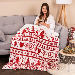 4Home White Christmas karácsonyi gyapjú hatású pléd 150 x 200 cm