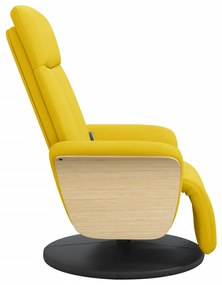 citromsárga szövet dönthető masszázsfotel lábtartóval